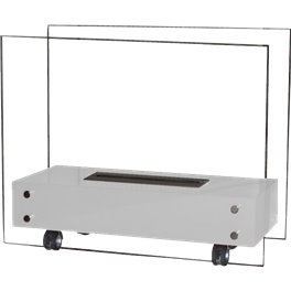 Cheminée bioéthanol 3500 ml blanc sur roulettes Cheminée bioéthanol 3500 ml blanc sur roulettes