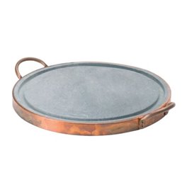 Plaque de cuisson ronde diam 35 cm en pierre ollaire avec fond en cuivre